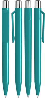 UMA ON TOP polished balpen met metalen knop - Turquoise