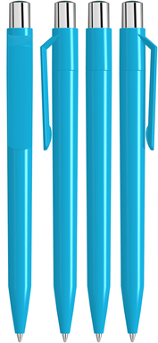 UMA ON TOP polished balpen met metalen knop - Cyan