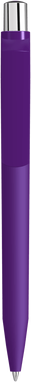 UMA ON TOP soft touch balpen met polished clip en metalen knop - Dark purple