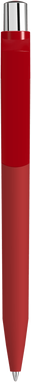 UMA ON TOP soft touch balpen met polished clip en metalen knop - Red