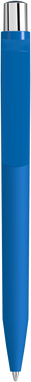 UMA ON TOP soft touch balpen met polished clip en metalen knop - Middle blue