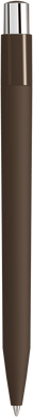 UMA ON TOP soft touch balpen met polished clip en metalen knop - Brown