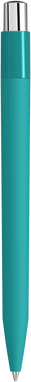 UMA ON TOP soft touch balpen met polished clip en metalen knop - Turquoise