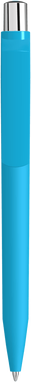 UMA ON TOP soft touch balpen met polished clip en metalen knop - Cyan