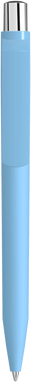 UMA ON TOP soft touch balpen met polished clip en metalen knop - Light blue