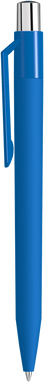 UMA ON TOP soft touch balpen met polished clip en metalen knop - Middle blue