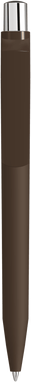 UMA ON TOP soft touch balpen met polished clip en metalen knop - Brown