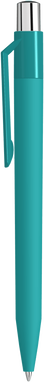 UMA ON TOP soft touch balpen met polished clip en metalen knop - Turquoise