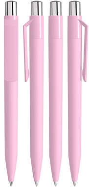 UMA ON TOP soft touch balpen met polished clip en metalen knop - Rose
