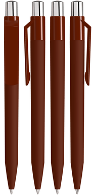 UMA ON TOP soft touch balpen met polished clip en metalen knop - Aubergine
