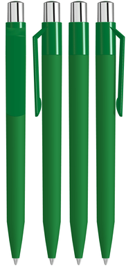 UMA ON TOP soft touch balpen met polished clip en metalen knop - Middle green