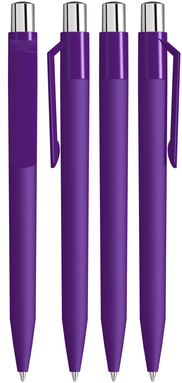 UMA ON TOP soft touch balpen met polished clip en metalen knop - Dark purple