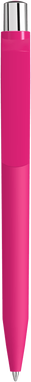 UMA ON TOP soft touch balpen met polished clip en metalen knop - Magenta