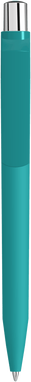 UMA ON TOP soft touch balpen met polished clip en metalen knop - Turquoise