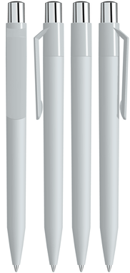 UMA ON TOP soft touch balpen met polished clip en metalen knop - Grey