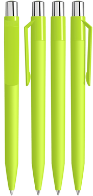 UMA ON TOP soft touch balpen met polished clip en metalen knop - Light green