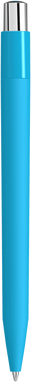 UMA ON TOP soft touch balpen met polished clip en metalen knop - Cyan