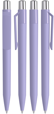 UMA ON TOP soft touch balpen met polished clip en metalen knop - Light purple