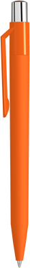 UMA ON TOP soft touch balpen met polished clip en metalen knop - Orange