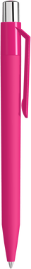UMA ON TOP soft touch balpen met polished clip en metalen knop - Magenta