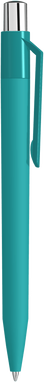 UMA ON TOP soft touch balpen met polished clip en metalen knop - Turquoise