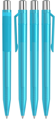 UMA ON TOP transparante balpen met metalen knop - Cyan