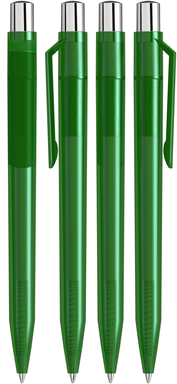 UMA ON TOP transparante balpen met metalen knop - Dark green