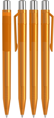 UMA ON TOP transparante balpen met metalen knop - Caramel