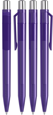 UMA ON TOP transparante balpen met metalen knop - Dark purple