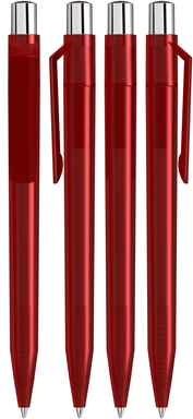 UMA ON TOP transparante balpen met metalen knop - Red
