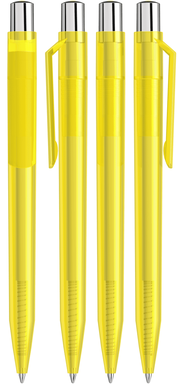 UMA ON TOP transparante balpen met metalen knop - Yellow