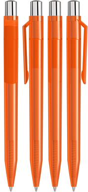 UMA ON TOP transparante balpen met metalen knop - Orange