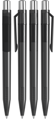 UMA ON TOP transparante balpen met metalen knop - Anthracite