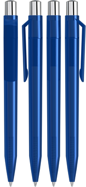 UMA ON TOP transparante balpen met metalen knop - Dark blue
