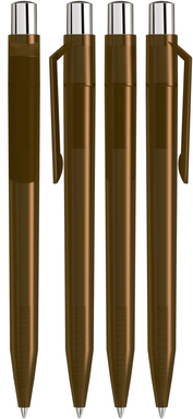 UMA ON TOP transparante balpen met metalen knop - Brown