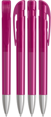 UMA YES transparante balpen met metalen punt - Magenta