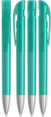 UMA YES transparante balpen met metalen punt - Turquoise
