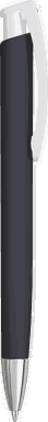 UMA TRINITY Soft-Touch-Kugelschreiber mit weißem Clip und Metallspitze - Schwarz