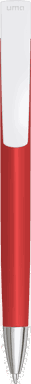 UMA TRINITY Soft-Touch-Kugelschreiber mit weißem Clip und Metallspitze - Rot