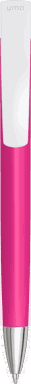 UMA TRINITY Soft-Touch-Kugelschreiber mit weißem Clip und Metallspitze - Magenta