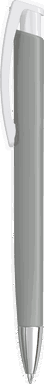 UMA TRINITY Soft-Touch-Kugelschreiber mit weißem Clip und Metallspitze - Grau