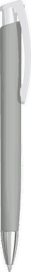 UMA TRINITY Soft-Touch-Kugelschreiber mit weißem Clip und Metallspitze - Grau