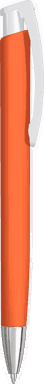 UMA TRINITY Soft-Touch-Kugelschreiber mit weißem Clip und Metallspitze - Orange