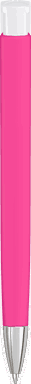 UMA TRINITY Soft-Touch-Kugelschreiber mit weißem Clip und Metallspitze - Magenta