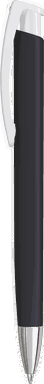 UMA TRINITY Soft-Touch-Kugelschreiber mit weißem Clip und Metallspitze - Schwarz