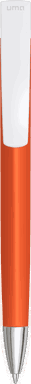 UMA TRINITY Soft-Touch-Kugelschreiber mit weißem Clip und Metallspitze - Orange