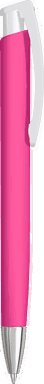UMA TRINITY Soft-Touch-Kugelschreiber mit weißem Clip und Metallspitze - Magenta