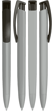 UMA TRINITY Soft-Touch-Kugelschreiber mit transparentem Clip - Grau