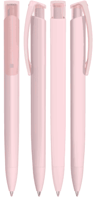 UMA TRINITY Soft-Touch-Kugelschreiber mit transparentem Clip - Pastellrosa