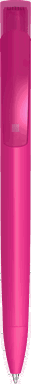 UMA TRINITY Soft-Touch-Kugelschreiber mit transparentem Clip - Magenta